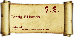 Tordy Rikarda névjegykártya
